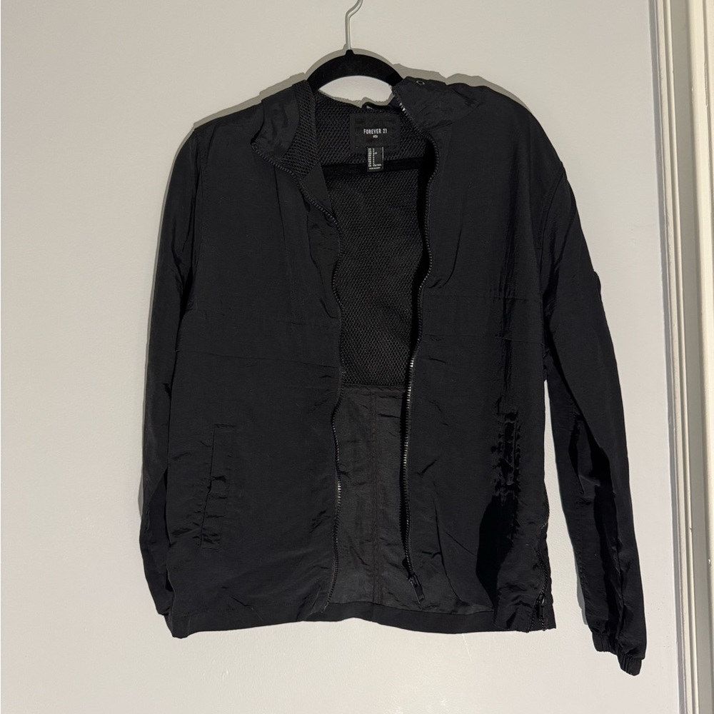 Forever 21 Black Windbreaker Lightweight Jacket